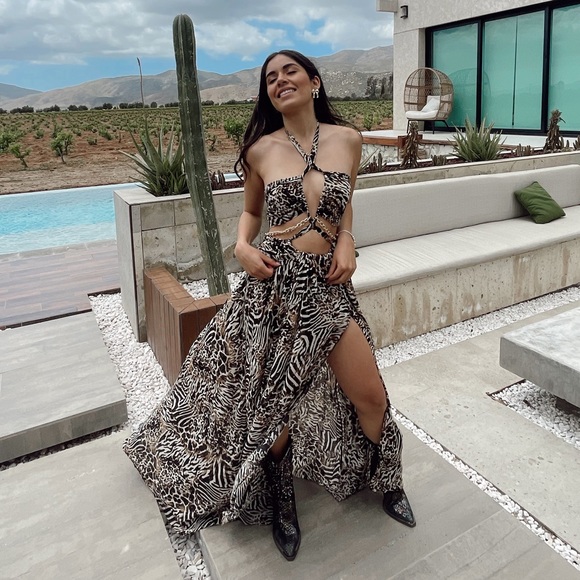 Dolls Kill Dresses & Skirts - Super sexy animal print cut out maxi sun dress size medium